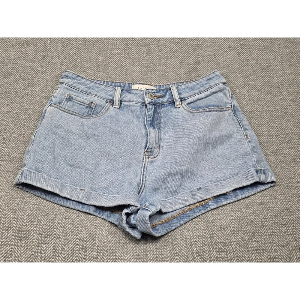 PacSun Mom Shorts Womens 28 Light Wash Blue High Waisted Cotton Denim Cuffed 90s